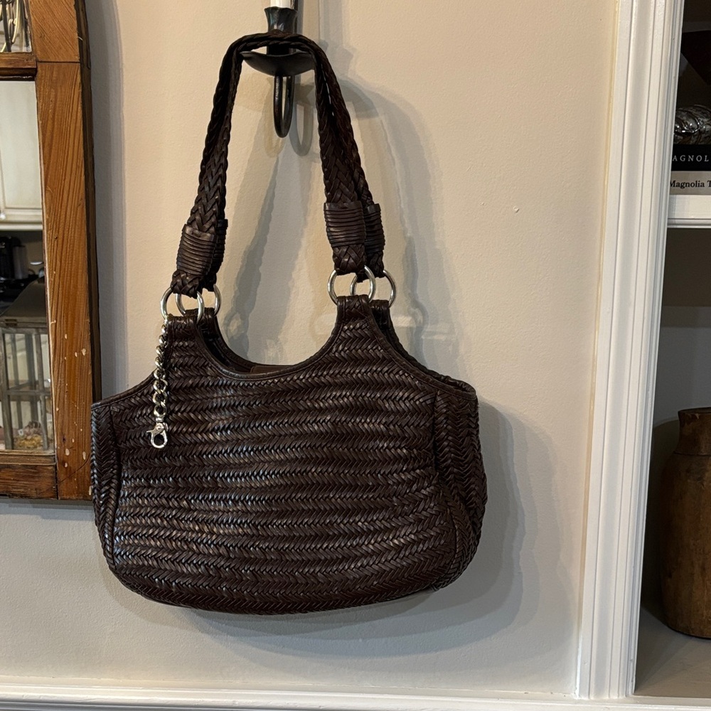 Elegant Brown Woven designer Handbag by Donald Pliner